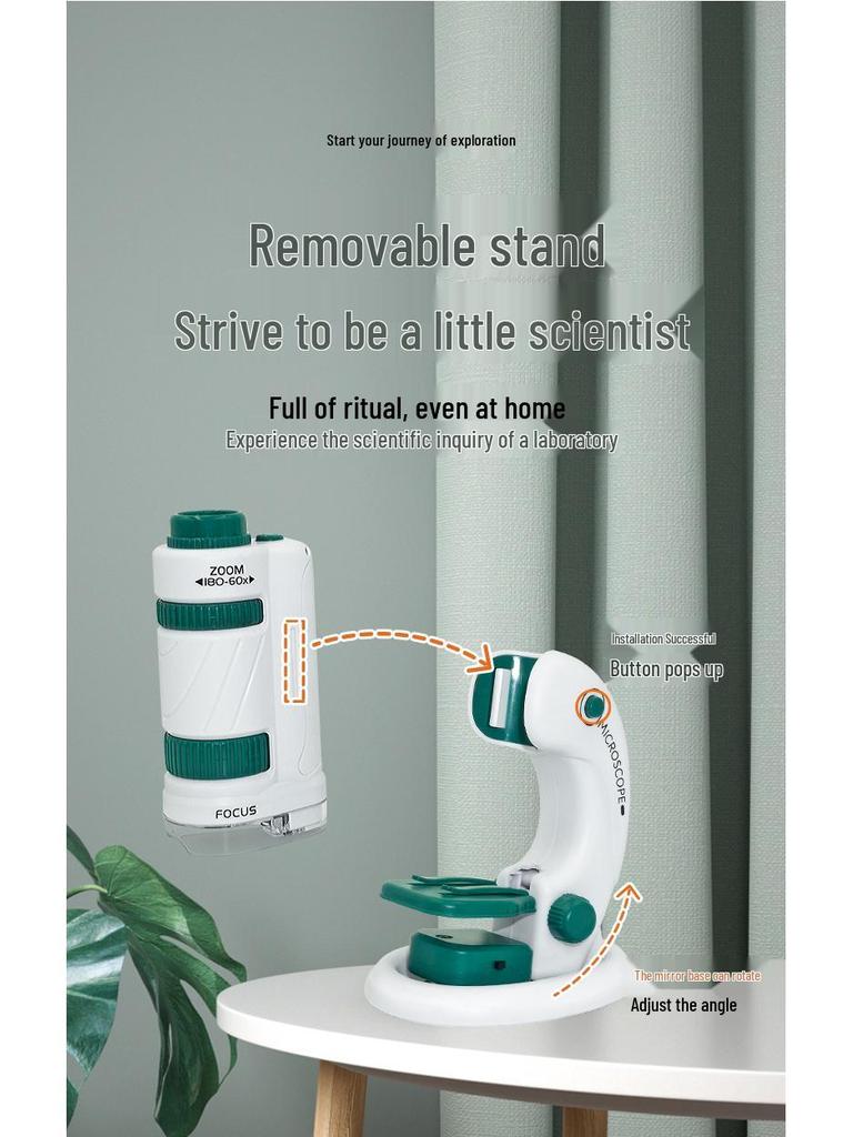 Xueyouma Tragbares Wissenschaftsmikroskop für Kinder - Insekten- und Bakterienbeobachtungsspielzeug für Schüler