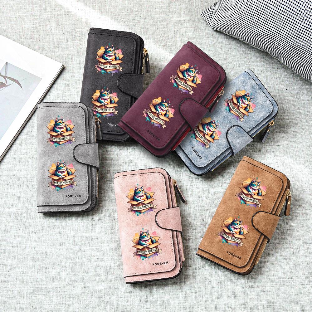 Cute Cat Print Purse Fashion Faux Leather Women's Wallet Casual Ladies Portable Card Holder