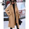 Women's Fashion Casual Solid Color Print Autumn Winter Long Sleeve POLO Neck Jackets & Coats