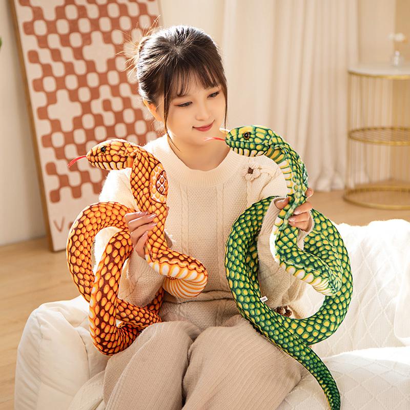 Simulation Snake Plush Toys Colorful Cobra Lifelike Boa Model Stuffed Doll Home Decoration Birthday Gift Photography Props