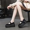 Fashion 8CM New Genuine Leather Designer Platform Wedge Round Toe Pumps Spring Summer Flats Hook Women Fashion Mary Jane Loafer Shoes