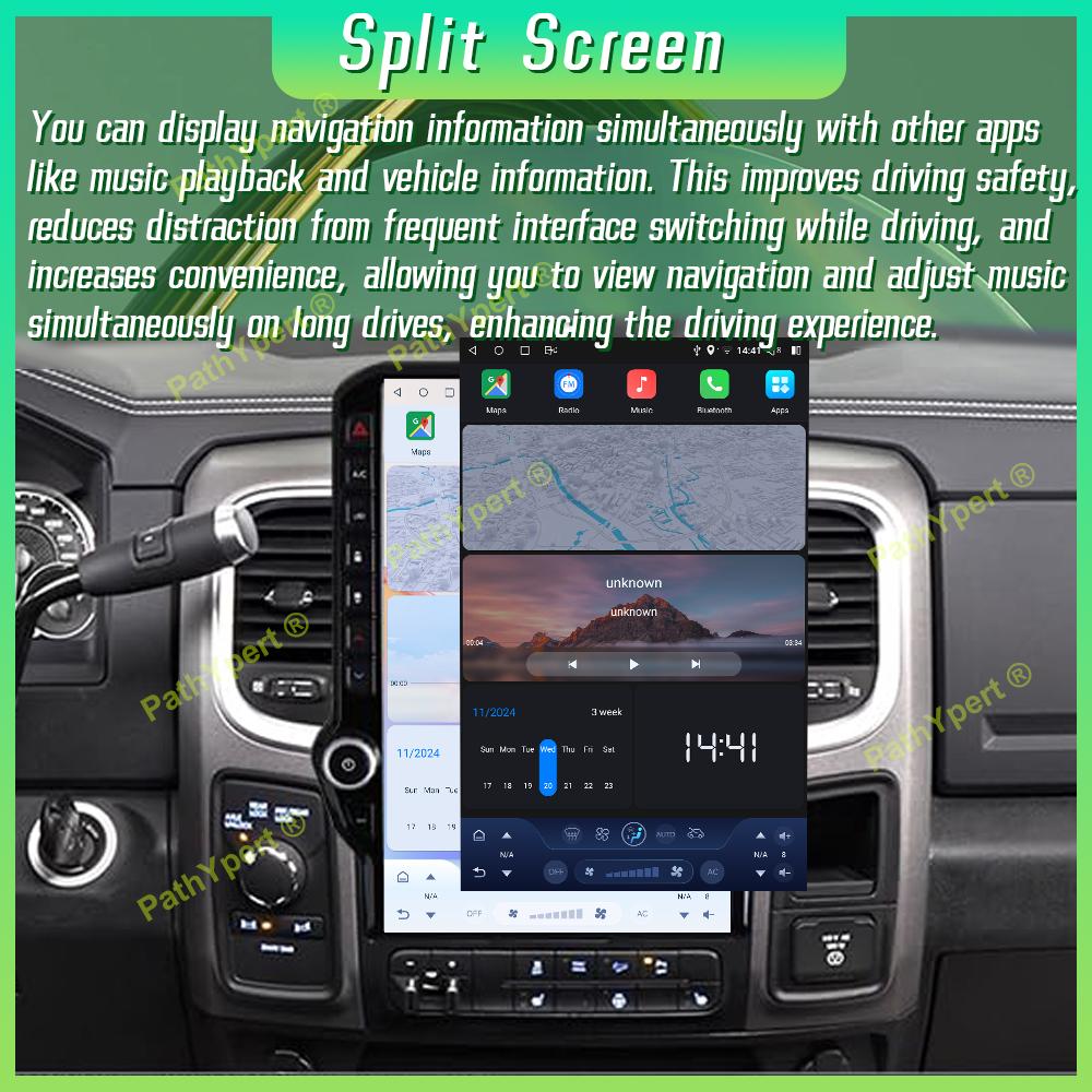 14.5"Qualcomm 6125 Chip Android 15 For Dodge RAM 1500 2500 3500 2013-2018 Multimedia Player Tesla Screen Wireless Carplay Stereo