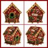 Wooden Gingerbread House Diy Decor Ornament Holiday Decoration Ornament Three Dimensional Wooden Christmas House Decor
