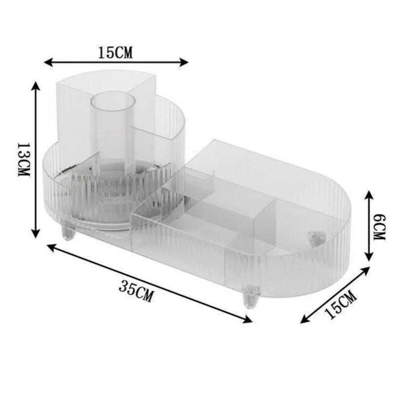 Transparent Makeup Organizer 360° Rotating Cosmetic Tools Storage Large Capacity Makeup Brushes Display Case Holder Desktop