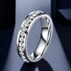 Stainless Steel Ring with Star-Inlaid Diamonds, Fade-Resistant, Titanium Finish