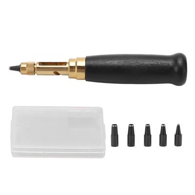 Schraublochstanze Holzgriff Automatisch Lederwerkzeug mit 6 Stück Spitzen Set Kit für DIY