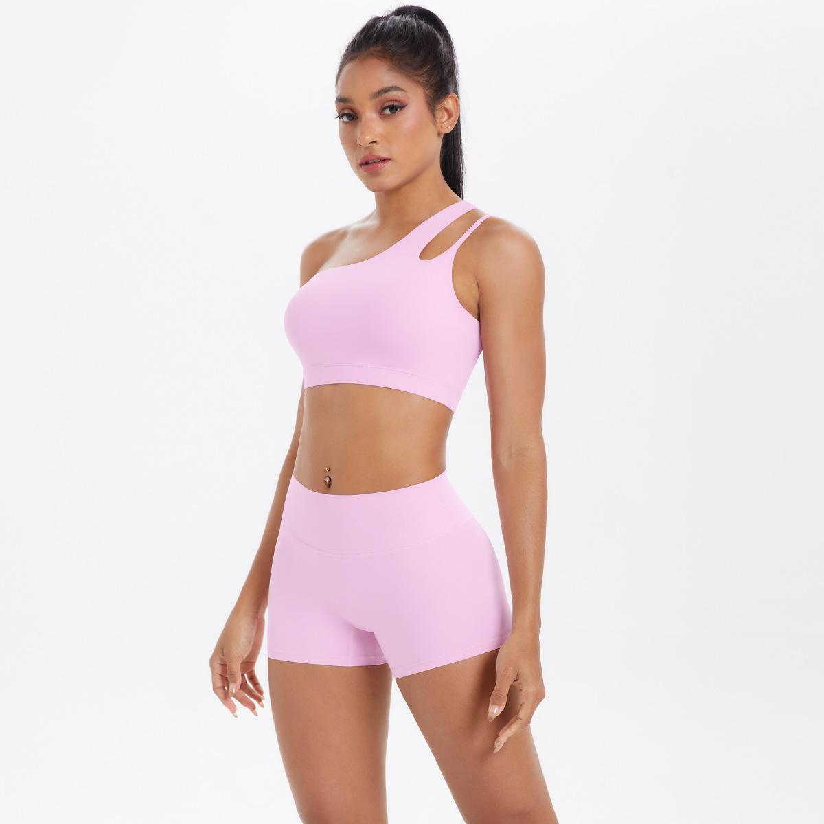 

Новый спортивный костюм Yungan с одним плечом и открытой спиной для йоги, облегающий, с эффектом подтяжки бедер, быстросохнущий, комплект из двух предметов для бега и фитнеса для женщин XL