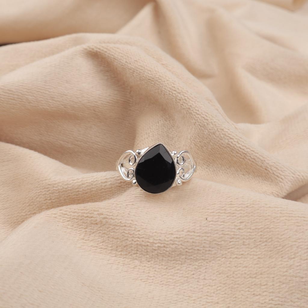 Natural Black Onyx Gemstone 925 Sterling Silver Jewelry Handmade Stylish Ring RR-46-4