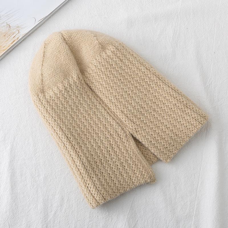 New Women Hat Kpop Style Autumn And Winter Hat Soft Beanie Hats For Women Leisure Back Split Teens Ponytail Knitted Cap