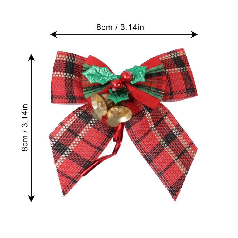 5 Pieces Christmas Bow with Bells, Tree Bow Christmas Wreath Festival Wedding Party Bowknot for Christmas Decoration