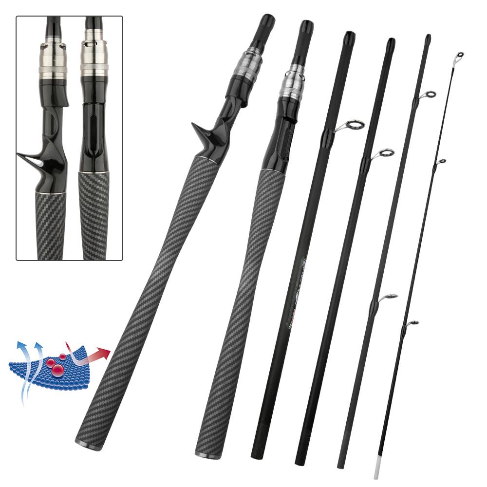 Portable 4 Section 5 Section Fishing Rod 1.8m 2.1m Carbon Fiber Fishing Rod Spinning Rod Carp Fishing Tackle