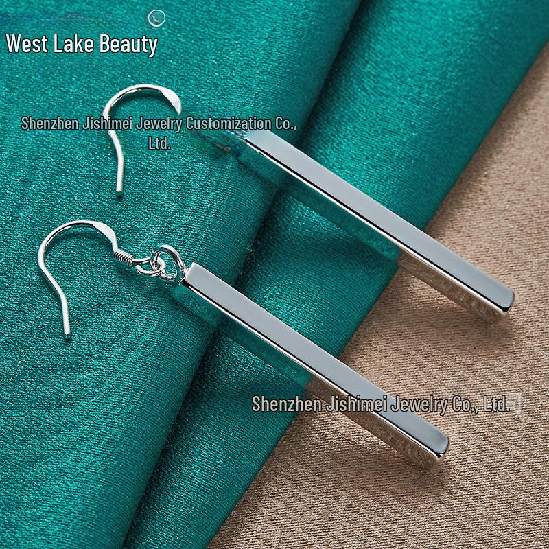 

Серьги-колонны из цельного серебра прямоугольной формы для женщин - West Lake Beauty Jewelry