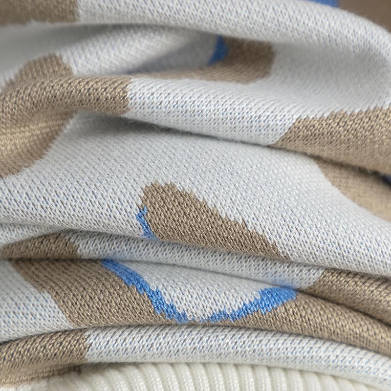 Høst Vinter Kvinner Lang Høy Krage Bunn Strikke Kjole Leopard Print