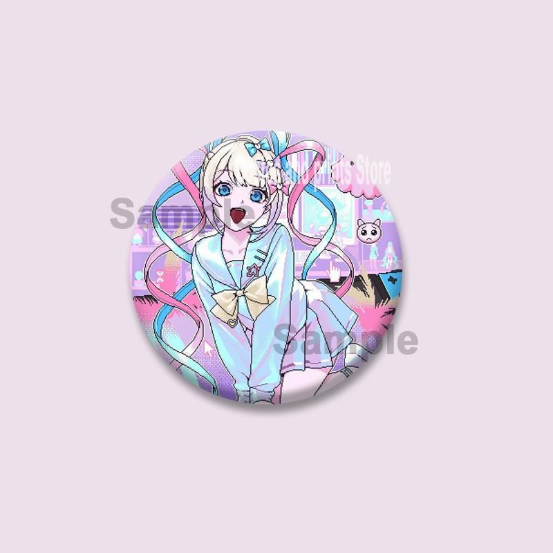 Pop Game Needy Streamer Overload Button Pins Cartoon KAngel Cosplay Badge Ame-chan Round Brooch Bag Hat Decor Jewelry Toys Gifts