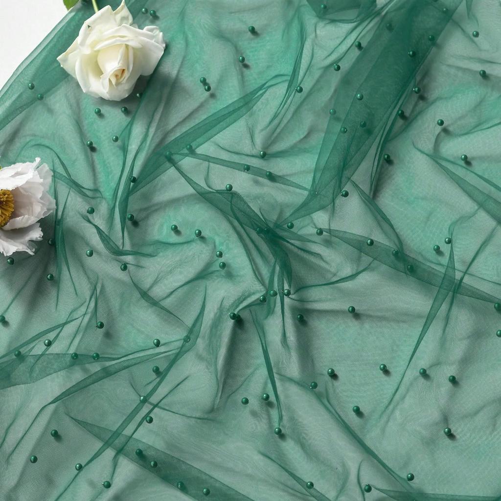 Luxurious Pearl Tulle Table Runner, 120 Inches Seasonal Tulle Table Decoration Suitable For Holidays Weddings  Birthdays  Family Gatherings.