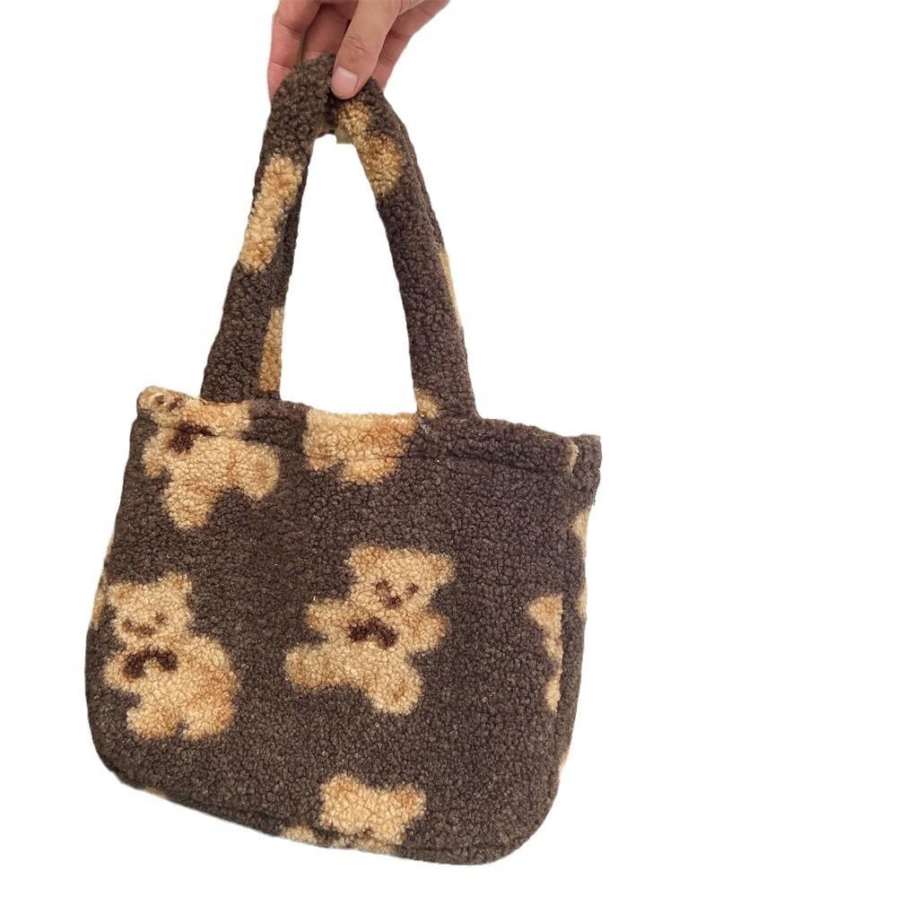 Trendy Plush Vintage Teddy Bear Bag Soft And Cozy Handbag Perfect For Daily Casual Outfit Pairing