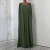 Fashionable Square Neck Long Sleeved Casual Dress Women Loose Pullover Long Dress Color