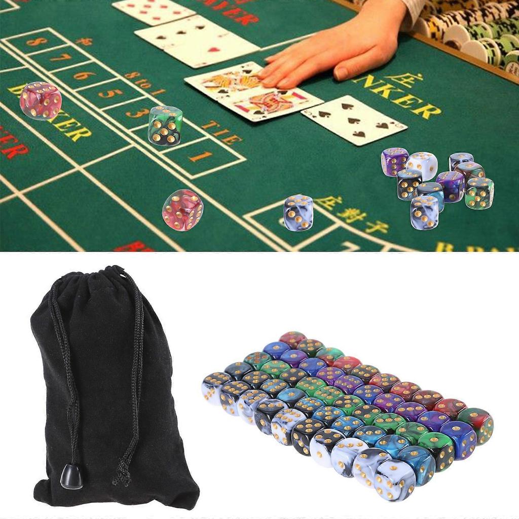 50Pcs Unique Acrylic Double Color Dices Round Corner Role Playing Dices 6 Sided Table Game Dices Smooth Surface