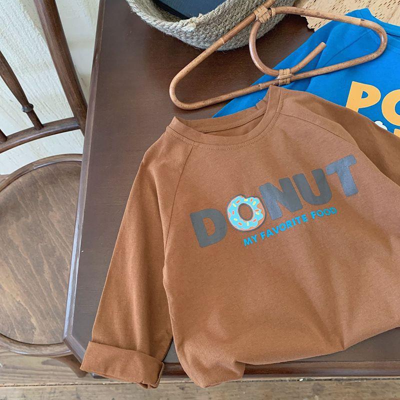 

Детская футболка из чистого хлопка с длинными рукавами, нижняя рубашка на осень, контрастный цветной мультяшный принт, стильный топ для мальчиков и девочек 150cm