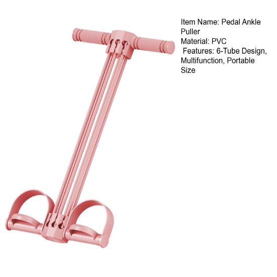 6-Rörs Pedal Ankeldragare Motståndsband med Handtag Elastisk Yoga Sit-up Dragrep Män Kvinnor Pedal Spännare Träningsredskap