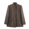 Autumn New European and American Style Blended Herringbone Twill Blazer Top