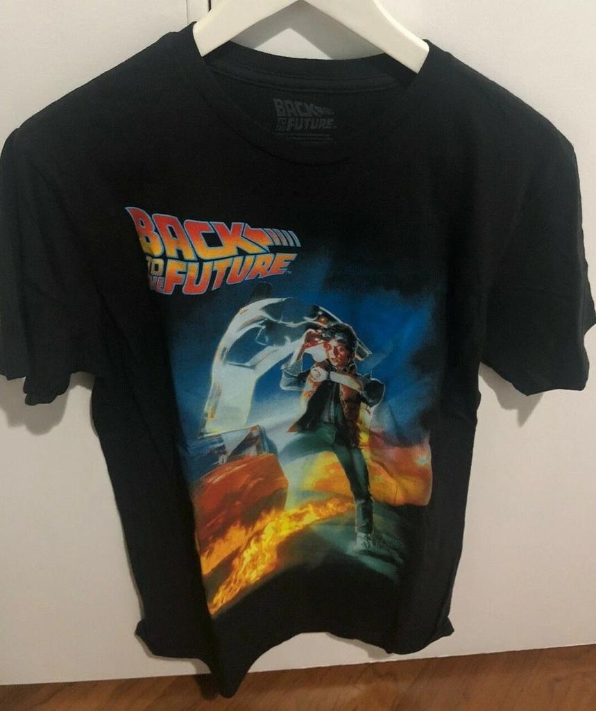 Zurück in die Zukunft Schwarzes Oberteil Alter Berühmter Film Film T-Shirts US Herren Größe M NEU