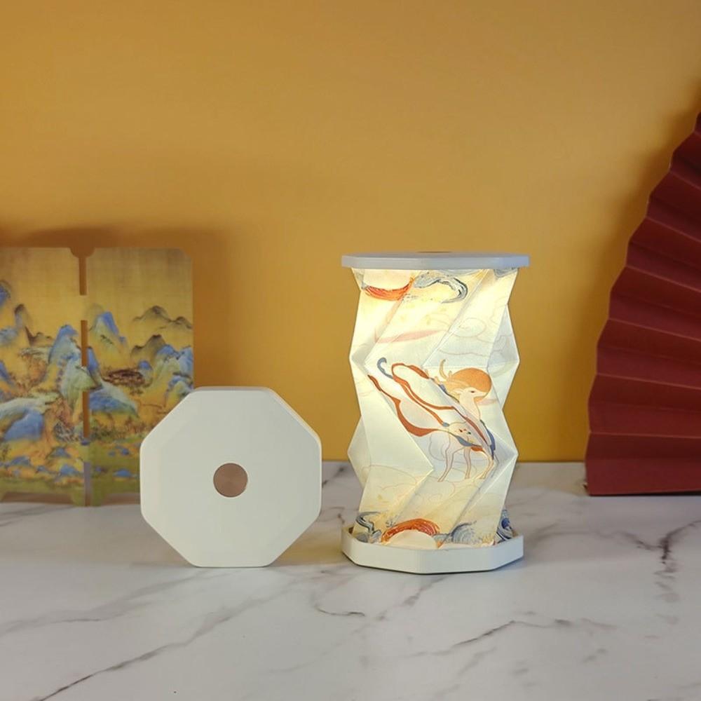 Creative Foldable Paper Latern LED Mini Rotating Light Birthday Gift Dimmable Table Lamp Home