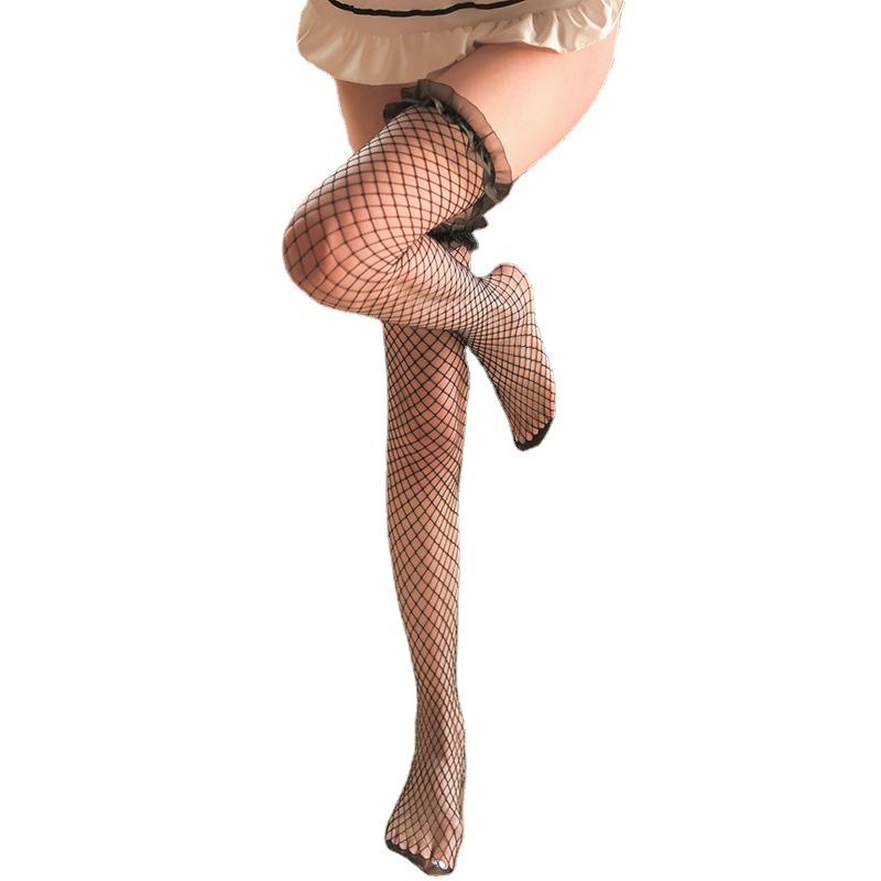 Lolita Over-the-Knee Fishnet Thigh-High Stockings - Sweet & Cute Transparent Socks