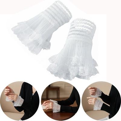 White Black False Sleeve Cuffs Multilayer Ruffle Lace Cuff New Clothing Accessory