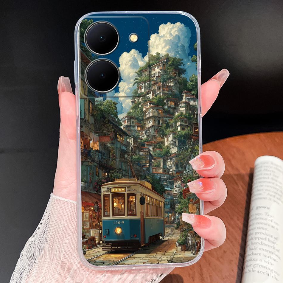 Phone Case For Vivo Y100i Y200i Y300i Y500i 5G Vintage Angel Soft Transparent Silicone High Quality Shockproof Funda