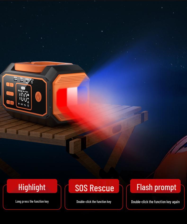 Portable Car Jump Starter with Integrated Lithium Battery and Tire Inflator