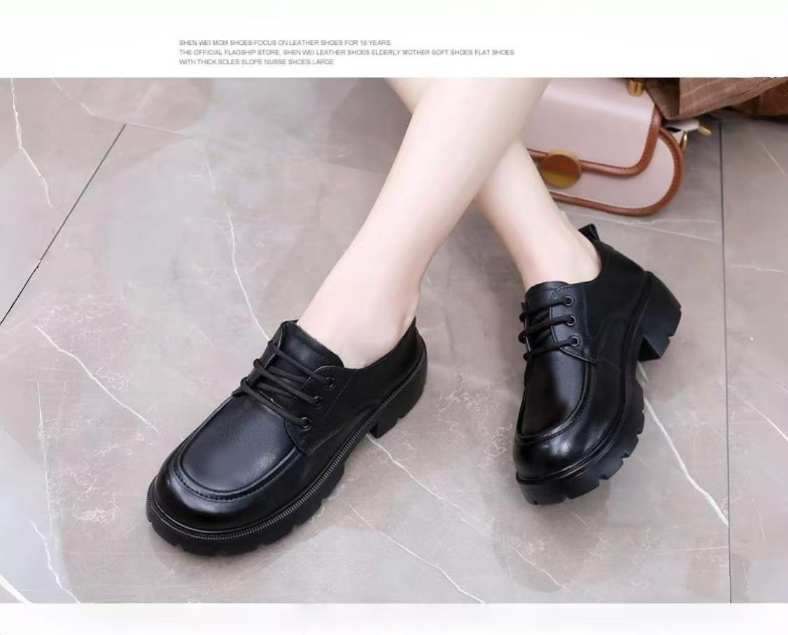 

Женские мокасины: Новые кожаные туфли с мягкой и толстой подошвой, увеличивающие рост, на осень — повседневный и деловой стиль 555313 40 чёрный