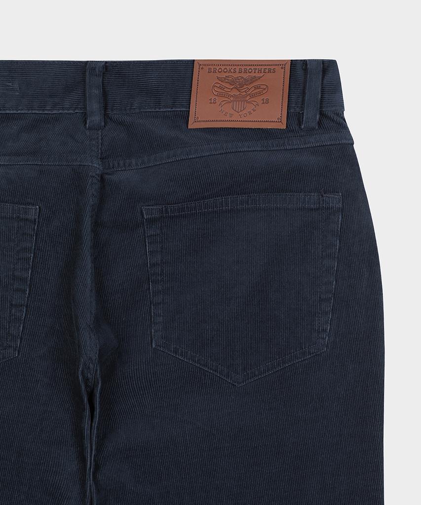 BROOKS BROTHERS Slim Fit 15W Corduroy 5-Pocket Pants (Navy) (Bbpcmm4531Qew)