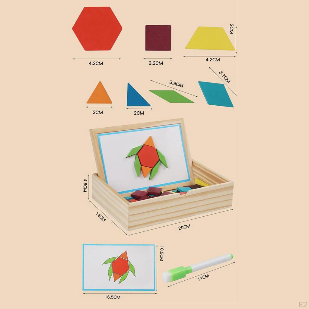 Wooden Pattern Blocks Set Montessori Shape Toy for Children Day Gift
