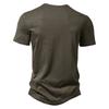 Men Summer T-shirt Solid Color Pullover Buttons O Neck Short Sleeves Daily Wear Thin Mid Length Breathable Men Top Men Clothes
