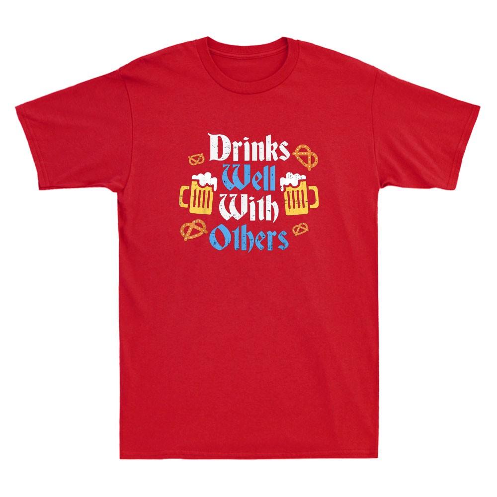 Drinks Well With Others Funny Oktoberfest Drinking Quote Vintage Unisex's T-Shirt