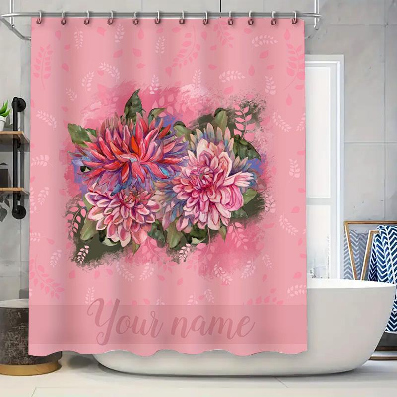 

Personalized Custom Name Waterproof Shower Curtain Floral Design Bathroom Decor Modern Water-Proof Fabrics 3D Printing High Qual 90x180cm