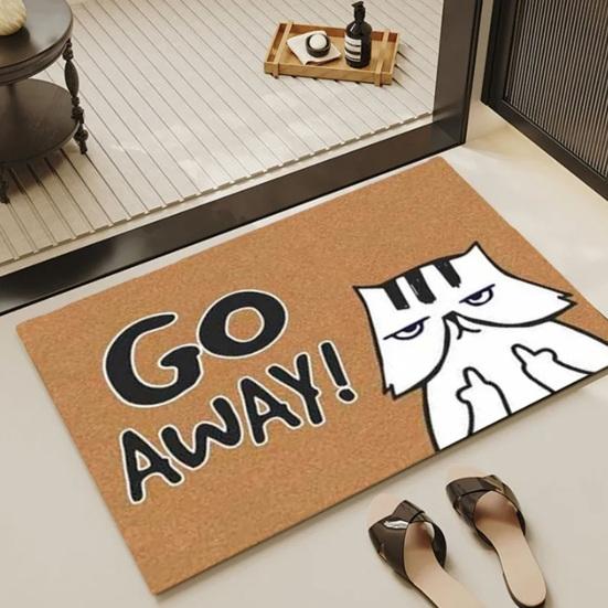 Covor de podea Pisica de desene animate Degetul mijlociu Dispise Go Away Covor de baie Absorbție de apă Home Decoearion Dormitor Covoraș de intrare