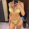8 Colors Halter Ribbed High Leg Cut Bikini Female Swimsuit Women Swimwear Two-pieces Bikini Set Bather Bathing Suit Swim