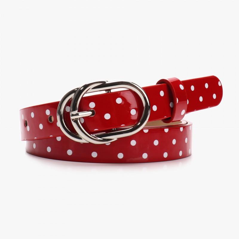 Womens Slim PU Leather Belt With Polka Dot Design Y2K Sweet Style Waistband Jeans Casual Fashion Accessory In Multiple