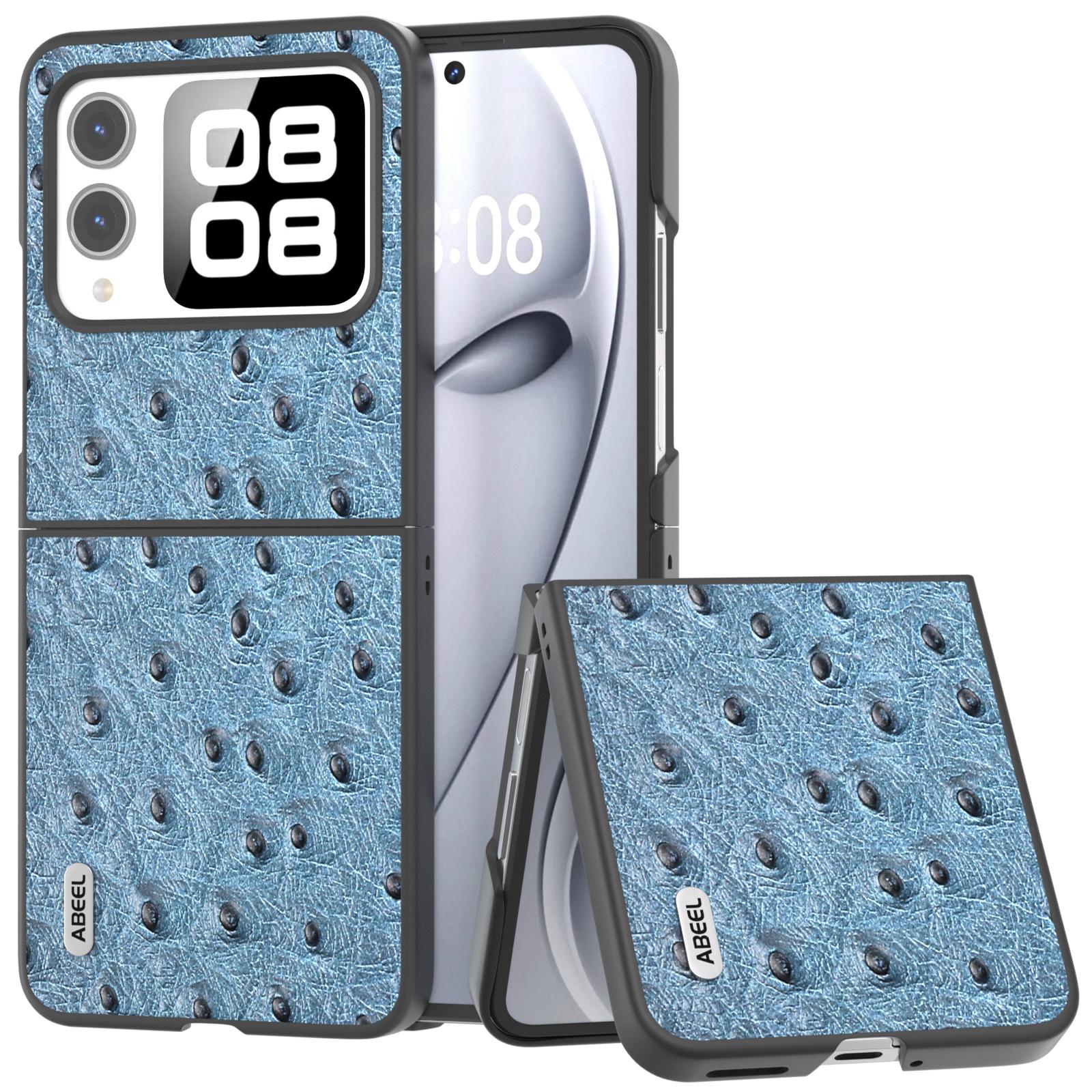 

ABEEL For Huawei nova Flip 5G Case Genuine Leather Ostrich Texture Phone Cover D