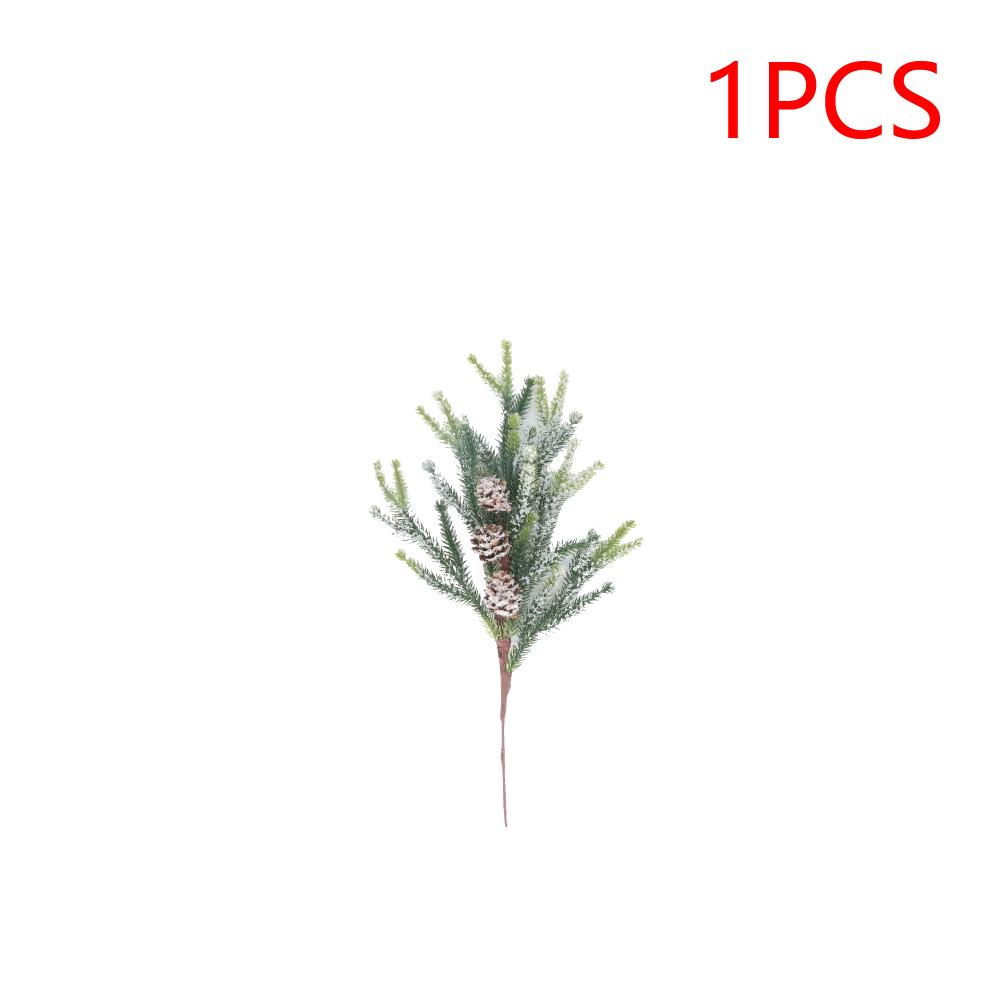 13in Christmas Fake Frosted Pine Pick with Pinecones Stems Artificial Flocking Pine Pick for Wreaths Garden Party Holiday Decor