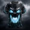 Camiseta Masculina Unissex com Estampas Gráficas de Dragão Manga Curta Camiseta 3D Gola Redonda Moda Designer Básica