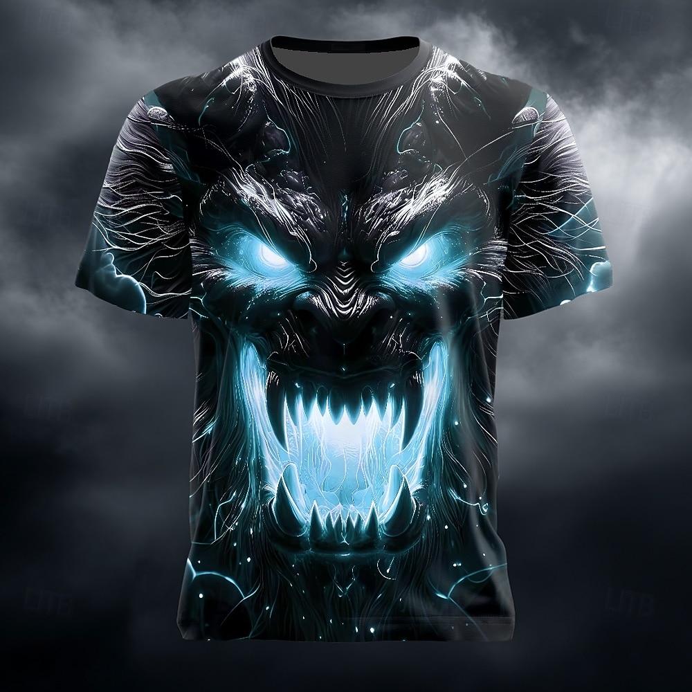 Camiseta Masculina Unissex com Estampas Gráficas de Dragão Manga Curta Camiseta 3D Gola Redonda Moda Designer Básica