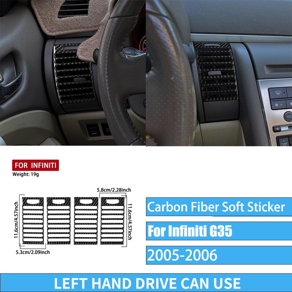 Real Carbon Fiber Car Accessories Dashboard Gear Shift Decorative Trim Cover Soft Sticker For Infiniti G35 V35 CV35 2005-2006