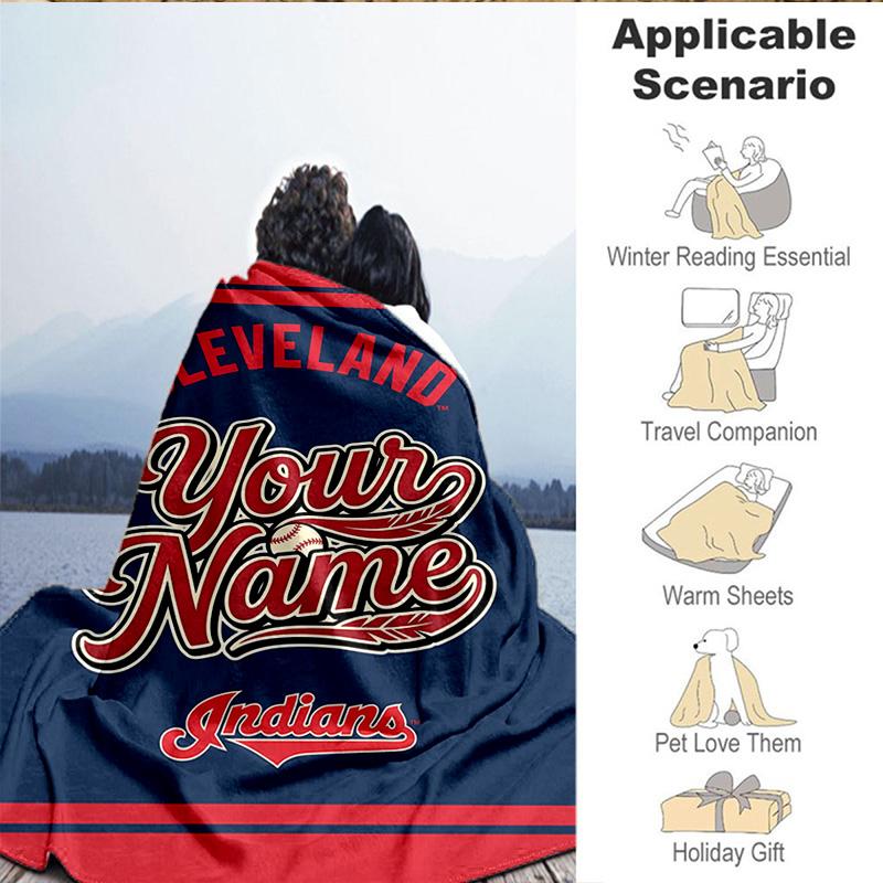 1PC Custom Name Blanket Indians Football Flannel Blankets Patterns Throw Blanket All-Season Soft Gift for Couch, Bed, Camping, Birthday Gifts