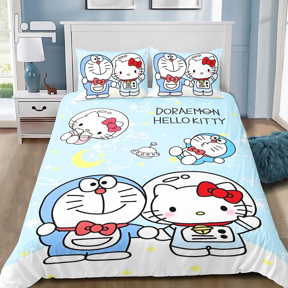 Cartoon D-Doraemons Duvet Cover Pillowcase 2/3pcs Bedding Set Adult Boy Girl Bedroom Decoration Children Gift Single Double