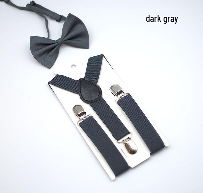 Unisex Kids' Y-Shape Suspenders & Bow Tie Set – 3-Clip Design for Boys & Girls