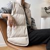Autumn Winter Women Vest Coat Stand Collar Winter Women Warm Coat Oversize Tops Beige Vest