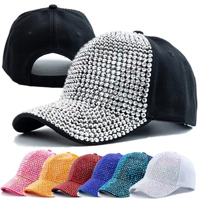 New Women Diamond Inlay Cap Simple Plain Baseball Cap Female Adjustable Casual Outdoor Streetwear Fashion Hat EMA
